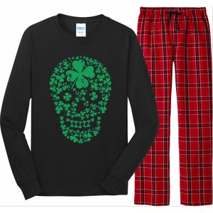 Shamrock Skull, Lucky Clover Leaf Irish Skull Long Sleeve Pajama Set