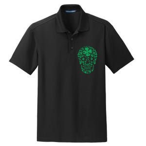 Shamrock Skull, Lucky Clover Leaf Irish Skull Dry Zone Grid Polo