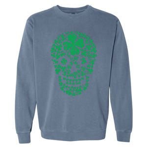 Shamrock Skull, Lucky Clover Leaf Irish Skull Garment-Dyed Sweatshirt