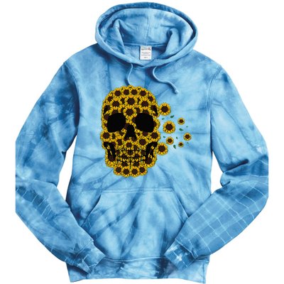 Sunflower Skull Lazy Halloween Costume Cute Skeleton Tie Dye Hoodie