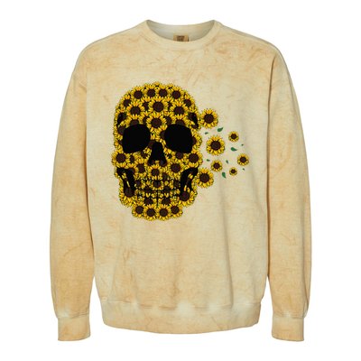 Sunflower Skull Lazy Halloween Costume Cute Skeleton Colorblast Crewneck Sweatshirt