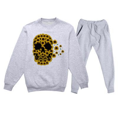 Sunflower Skull Lazy Halloween Costume Cute Skeleton Premium Crewneck Sweatsuit Set