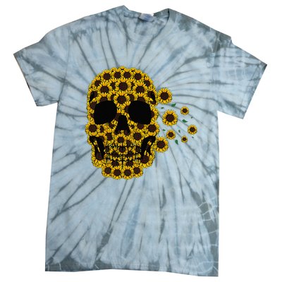 Sunflower Skull Lazy Halloween Costume Cute Skeleton Tie-Dye T-Shirt