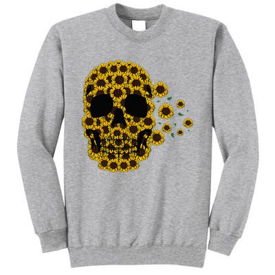 Sunflower Skull Lazy Halloween Costume Cute Skeleton Tall Sweatshirt