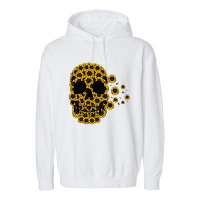 Sunflower Skull Lazy Halloween Costume Cute Skeleton Garment-Dyed Fleece Hoodie