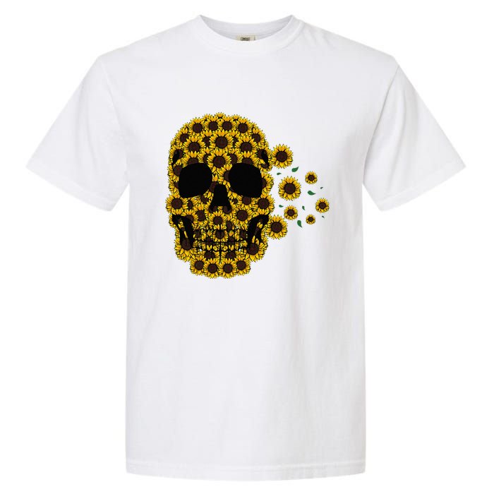 Sunflower Skull Lazy Halloween Costume Cute Skeleton Garment-Dyed Heavyweight T-Shirt