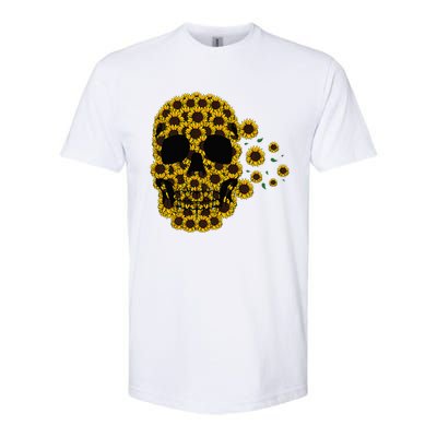 Sunflower Skull Lazy Halloween Costume Cute Skeleton Softstyle CVC T-Shirt