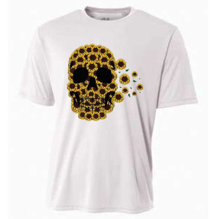 Sunflower Skull Lazy Halloween Costume Cute Skeleton Cooling Performance Crew T-Shirt