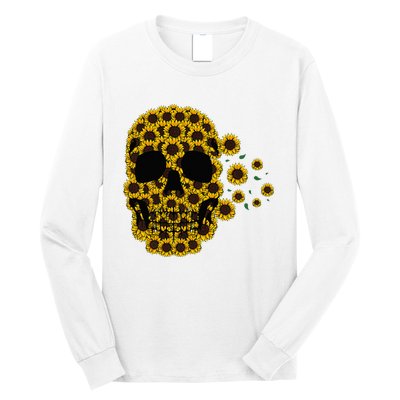 Sunflower Skull Lazy Halloween Costume Cute Skeleton Long Sleeve Shirt