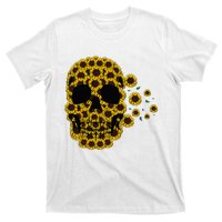 Sunflower Skull Lazy Halloween Costume Cute Skeleton T-Shirt