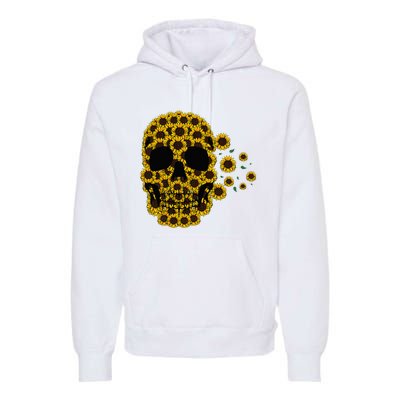 Sunflower Skull Lazy Halloween Costume Cute Skeleton Premium Hoodie