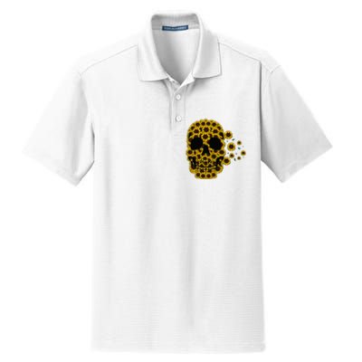 Sunflower Skull Lazy Halloween Costume Cute Skeleton Dry Zone Grid Polo