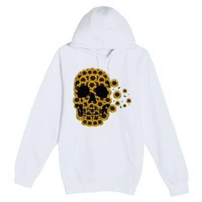 Sunflower Skull Lazy Halloween Costume Cute Skeleton Premium Pullover Hoodie