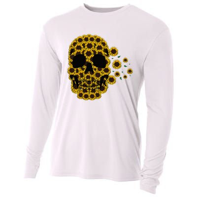 Sunflower Skull Lazy Halloween Costume Cute Skeleton Cooling Performance Long Sleeve Crew