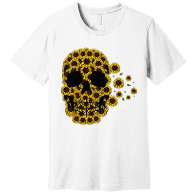 Sunflower Skull Lazy Halloween Costume Cute Skeleton Premium T-Shirt