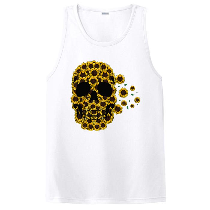 Sunflower Skull Lazy Halloween Costume Cute Skeleton PosiCharge Competitor Tank