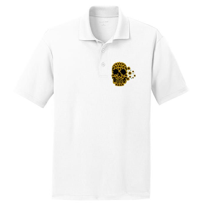 Sunflower Skull Lazy Halloween Costume Cute Skeleton PosiCharge RacerMesh Polo