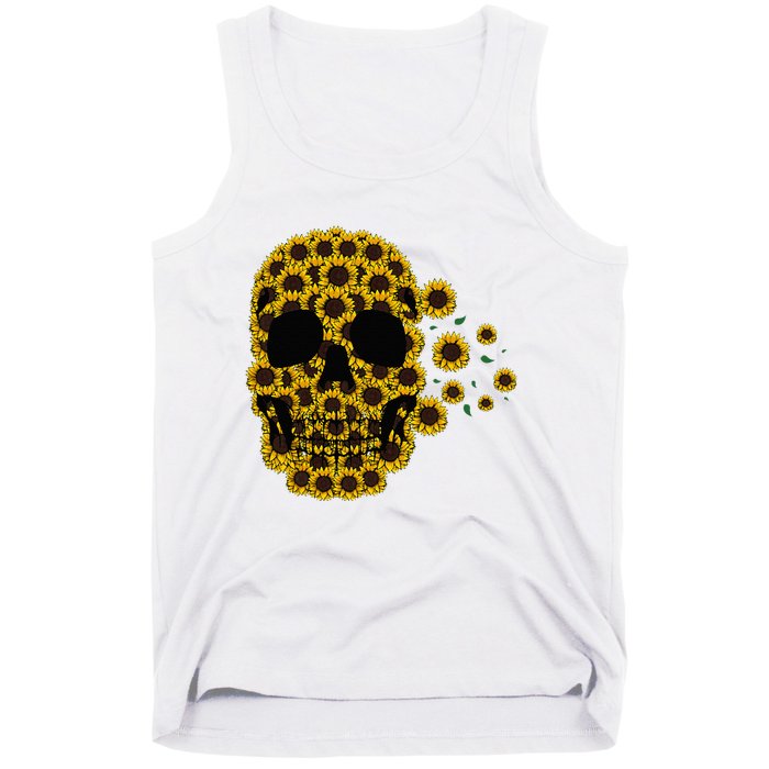 Sunflower Skull Lazy Halloween Costume Cute Skeleton Tank Top