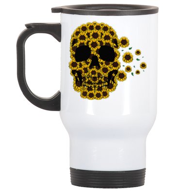 Sunflower Skull Lazy Halloween Costume Cute Skeleton Stainless Steel Travel Mug