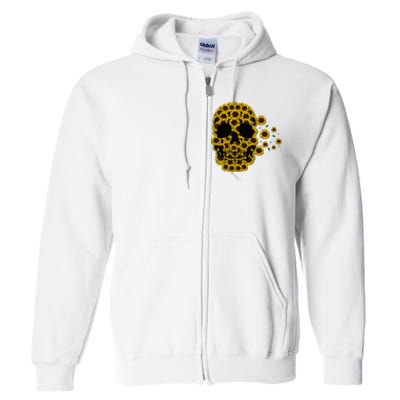 Sunflower Skull Lazy Halloween Costume Cute Skeleton Full Zip Hoodie