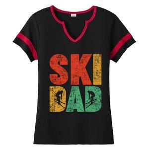 Skiing Sports Lover Retro Style Skiing Ski Dad Fathers Day Cute Gift Ladies Halftime Notch Neck Tee