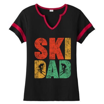 Skiing Sports Lover Retro Style Skiing Ski Dad Fathers Day Cute Gift Ladies Halftime Notch Neck Tee