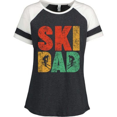 Skiing Sports Lover Retro Style Skiing Ski Dad Fathers Day Cute Gift Enza Ladies Jersey Colorblock Tee