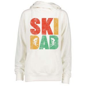 Skiing Sports Lover Retro Style Skiing Ski Dad Fathers Day Cute Gift Womens Funnel Neck Pullover Hood