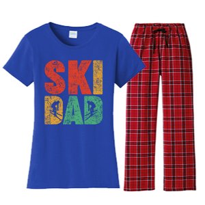 Skiing Sports Lover Retro Style Skiing Ski Dad Fathers Day Cute Gift Women's Flannel Pajama Set