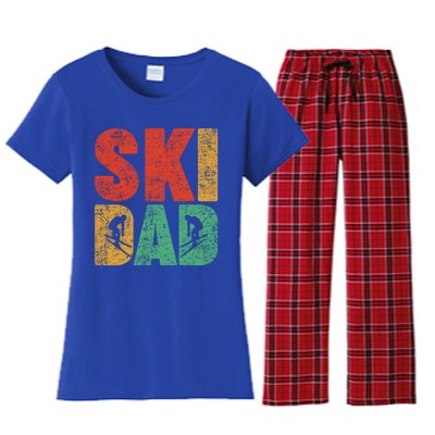 Skiing Sports Lover Retro Style Skiing Ski Dad Fathers Day Cute Gift Women's Flannel Pajama Set