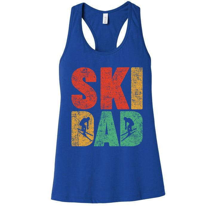 Skiing Sports Lover Retro Style Skiing Ski Dad Fathers Day Cute Gift Women's Racerback Tank