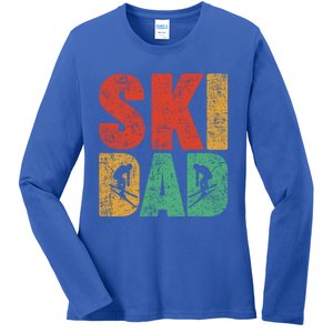 Skiing Sports Lover Retro Style Skiing Ski Dad Fathers Day Cute Gift Ladies Long Sleeve Shirt