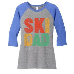 Skiing Sports Lover Retro Style Skiing Ski Dad Fathers Day Cute Gift Women's Tri-Blend 3/4-Sleeve Raglan Shirt