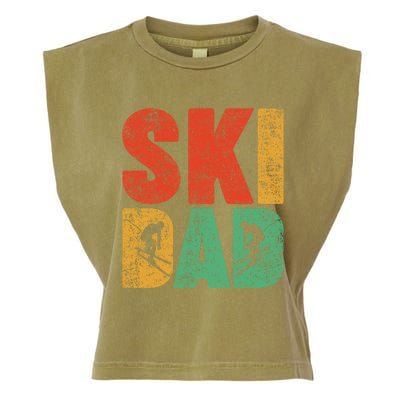 Skiing Sports Lover Retro Style Skiing Ski Dad Fathers Day Cute Gift Garment-Dyed Women's Muscle Tee