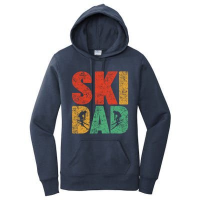 Skiing Sports Lover Retro Style Skiing Ski Dad Fathers Day Cute Gift Women's Pullover Hoodie