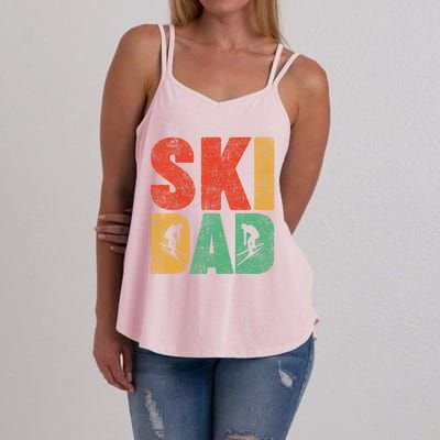 Skiing Sports Lover Retro Style Skiing Ski Dad Fathers Day Cute Gift Women's Strappy Tank