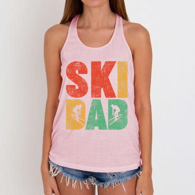 Skiing Sports Lover Retro Style Skiing Ski Dad Fathers Day Cute Gift Women's Knotted Racerback Tank