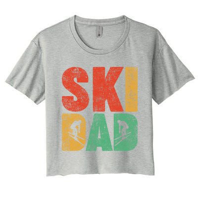 Skiing Sports Lover Retro Style Skiing Ski Dad Fathers Day Cute Gift Women's Crop Top Tee