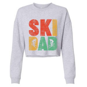 Skiing Sports Lover Retro Style Skiing Ski Dad Fathers Day Cute Gift Cropped Pullover Crew