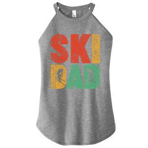 Skiing Sports Lover Retro Style Skiing Ski Dad Fathers Day Cute Gift Women's Perfect Tri Rocker Tank