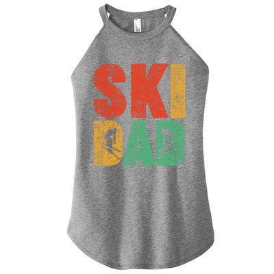 Skiing Sports Lover Retro Style Skiing Ski Dad Fathers Day Cute Gift Women's Perfect Tri Rocker Tank