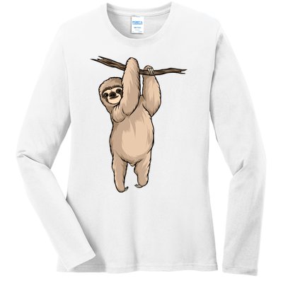 Sloth Ladies Long Sleeve Shirt