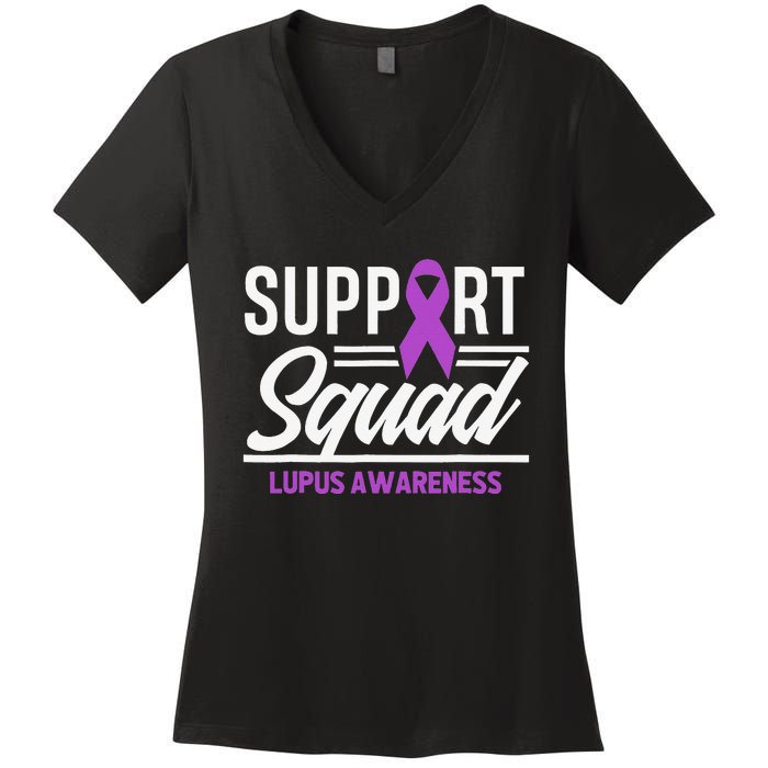 Support Squad Lupus Warrior Supporter Lupus Awareness Women's V-Neck T-Shirt