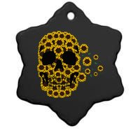 Sunflower Skull Lazy Halloween Costume Cute Skeleton Ceramic Star Ornament