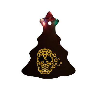 Sunflower Skull Lazy Halloween Costume Cute Skeleton Ceramic Tree Ornament