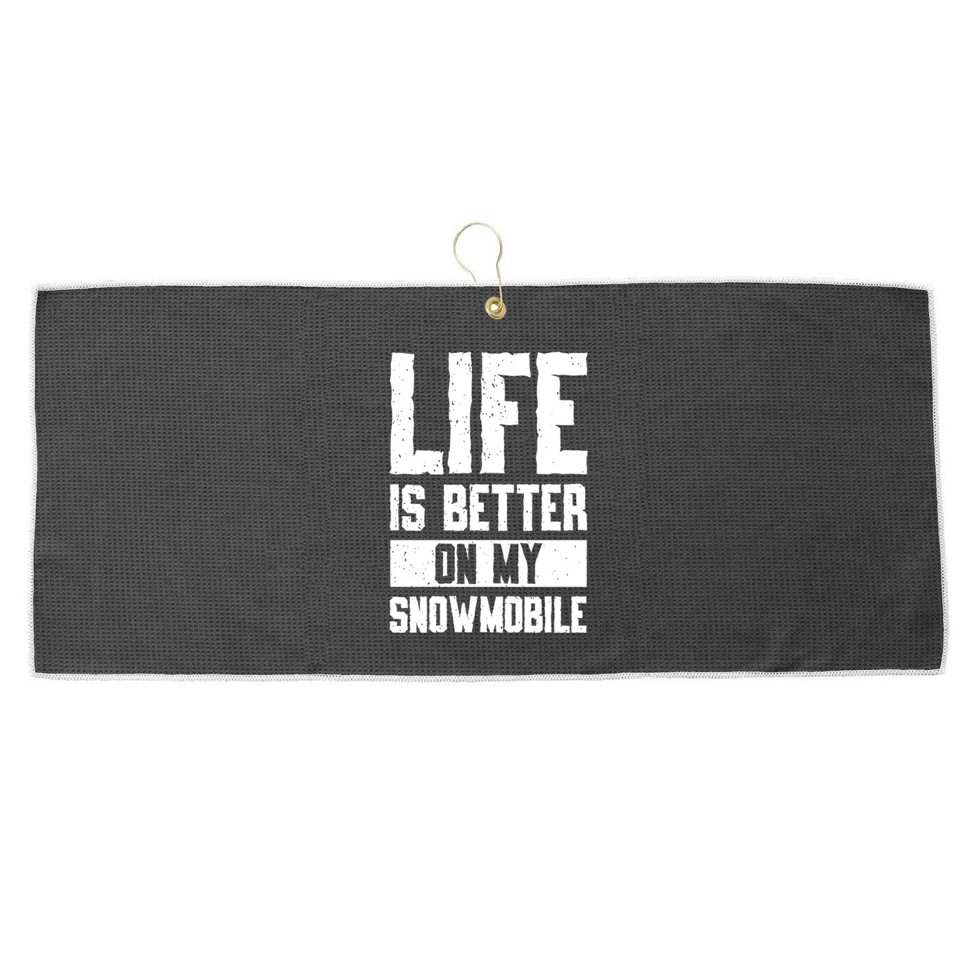 Sled Sports Life Is Better On My Snowmobile Cute Gift Large Microfiber Waffle Golf Towel