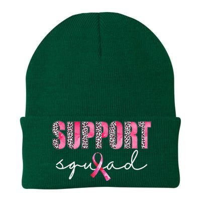 Support Squad Leopard Pink Warrior Breast Cancer Awareness Knit Cap Winter Beanie