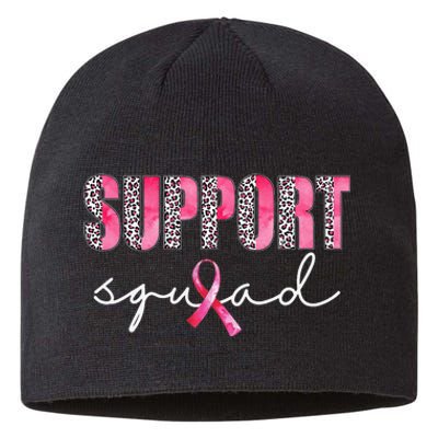 Support Squad Leopard Pink Warrior Breast Cancer Awareness Sustainable Beanie