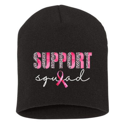 Support Squad Leopard Pink Warrior Breast Cancer Awareness Short Acrylic Beanie