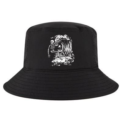 Skeleton Surfing Lazy Halloween Costume Skull Bones Surfer Cool Comfort Performance Bucket Hat